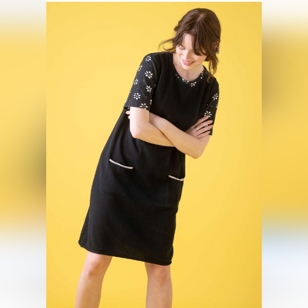 Gudrun Sjoden Black Cotton Knit Iris Tunic Jumper Dress